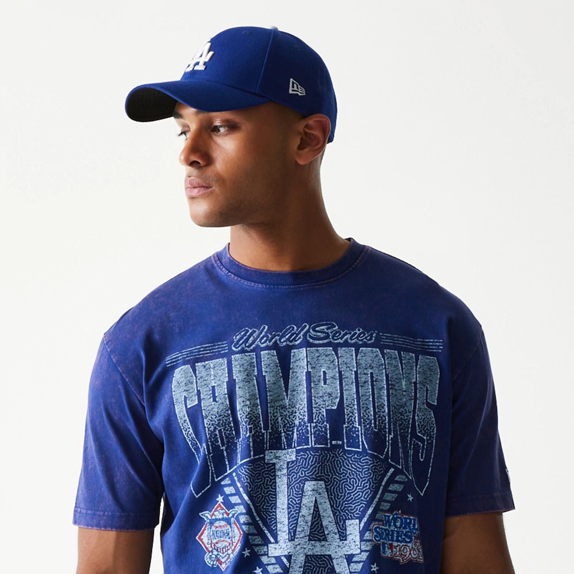 The Male model is wearing LA Dodgers Sport Classic Dark Blue T-Shirt 6