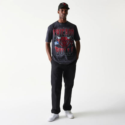 The Male model is wearing Chicago Bulls Sport Classic Black T-Shirt 8