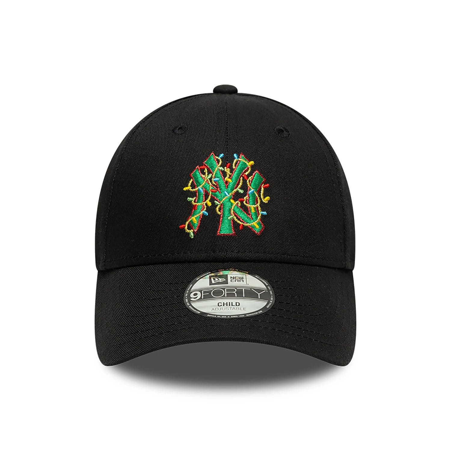 This is a New York Yankees Child Christmas Lights Black 9FORTY Adjustable Cap 2