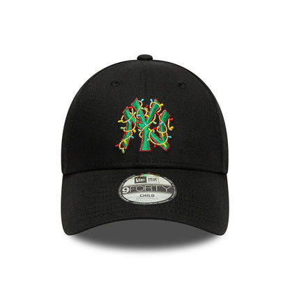 This is a New York Yankees Child Christmas Lights Black 9FORTY Adjustable Cap 2