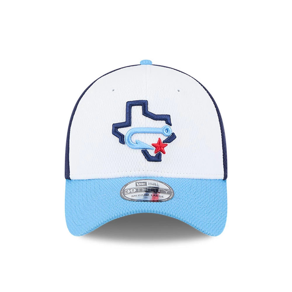 Pictured is this MiLB Batting Practice Corpus Cristi Hooks 39THIRTY Stretch Fit cap in navy. 2