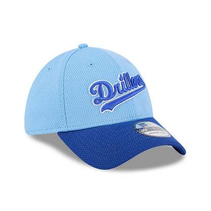 Pictured is this MiLB Batting Practice Tulsa Drillers 39THIRTY Stretch Fit cap in pastel blue. 3