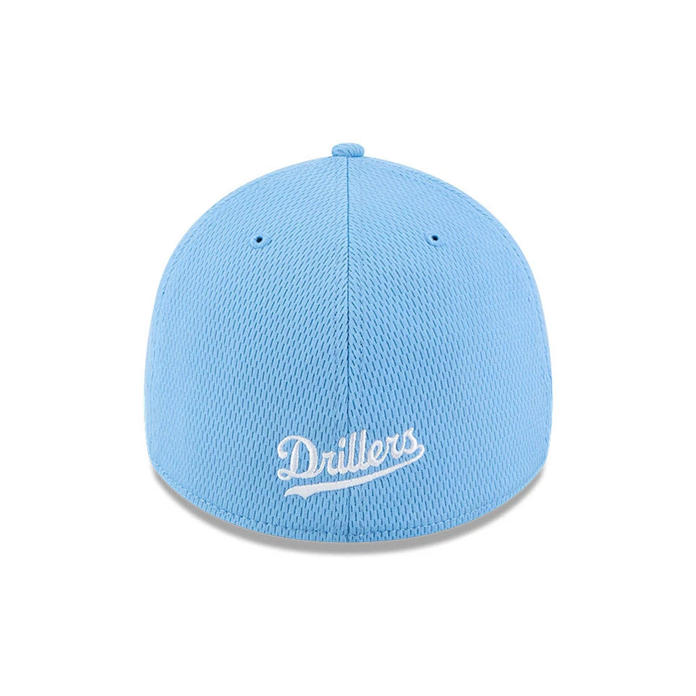 Pictured is this MiLB Batting Practice Tulsa Drillers 39THIRTY Stretch Fit cap in pastel blue. 4