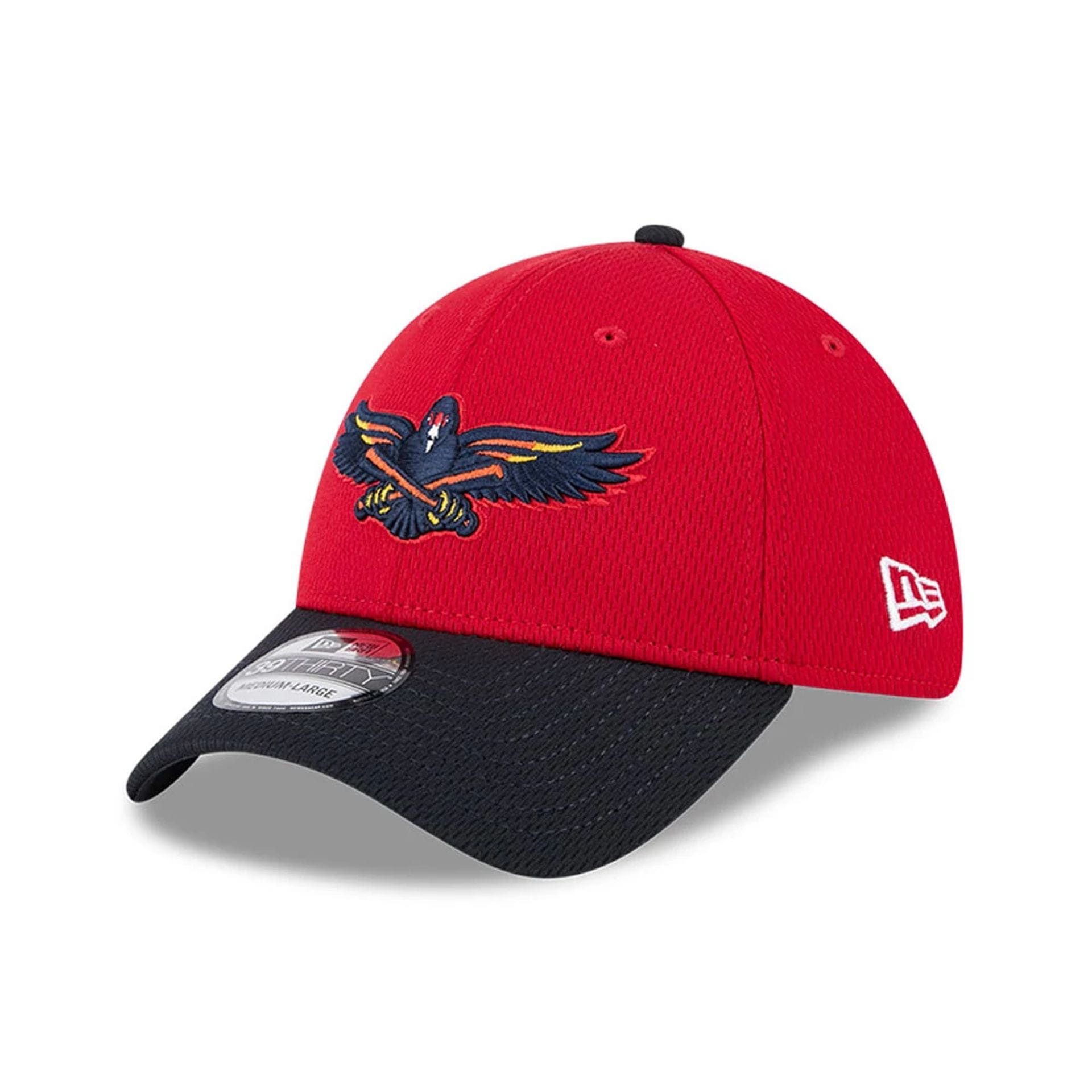 Pictured is this MiLB Batting Practice Toledo Mud Hens 39THIRTY Stretch Fit cap in red. 1