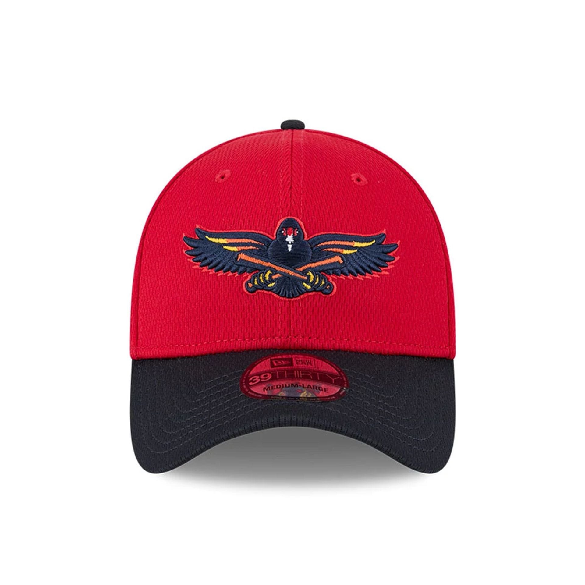 Pictured is this MiLB Batting Practice Toledo Mud Hens 39THIRTY Stretch Fit cap in red. 2