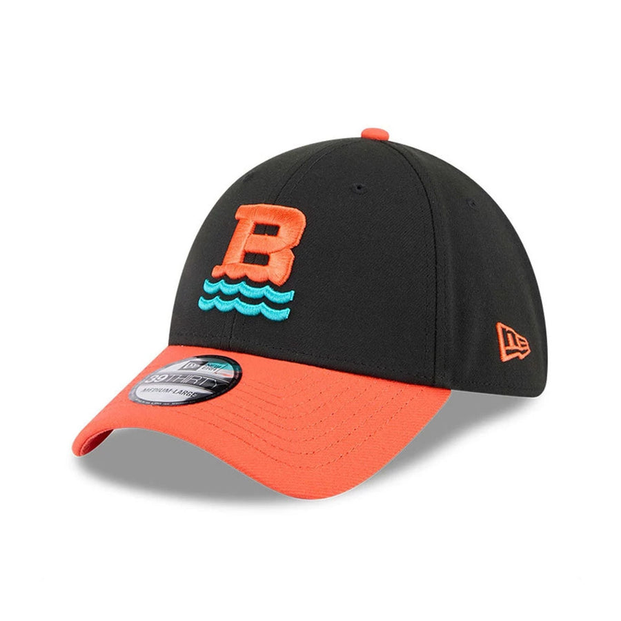 This is a Chesapeake Baysox MiLB AC Perf Black 39THIRTY Stretch Fit Cap 1