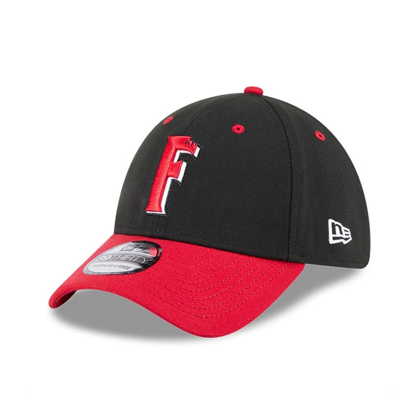 This is a Fayetteville Woodpeckers MiLB AC Perf Black 39THIRTY Stretch Fit Cap 1