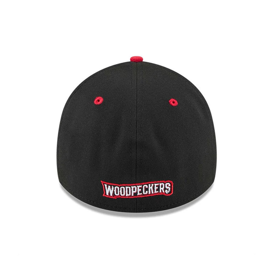 This is a Fayetteville Woodpeckers MiLB AC Perf Black 39THIRTY Stretch Fit Cap 4