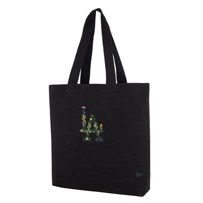 This is a LA Dodgers MLB Floral Black Tote Bag 1
