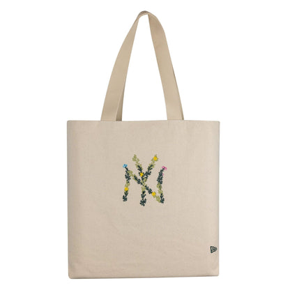 This is a New York Yankees MLB Floral Beige Tote Bag 2