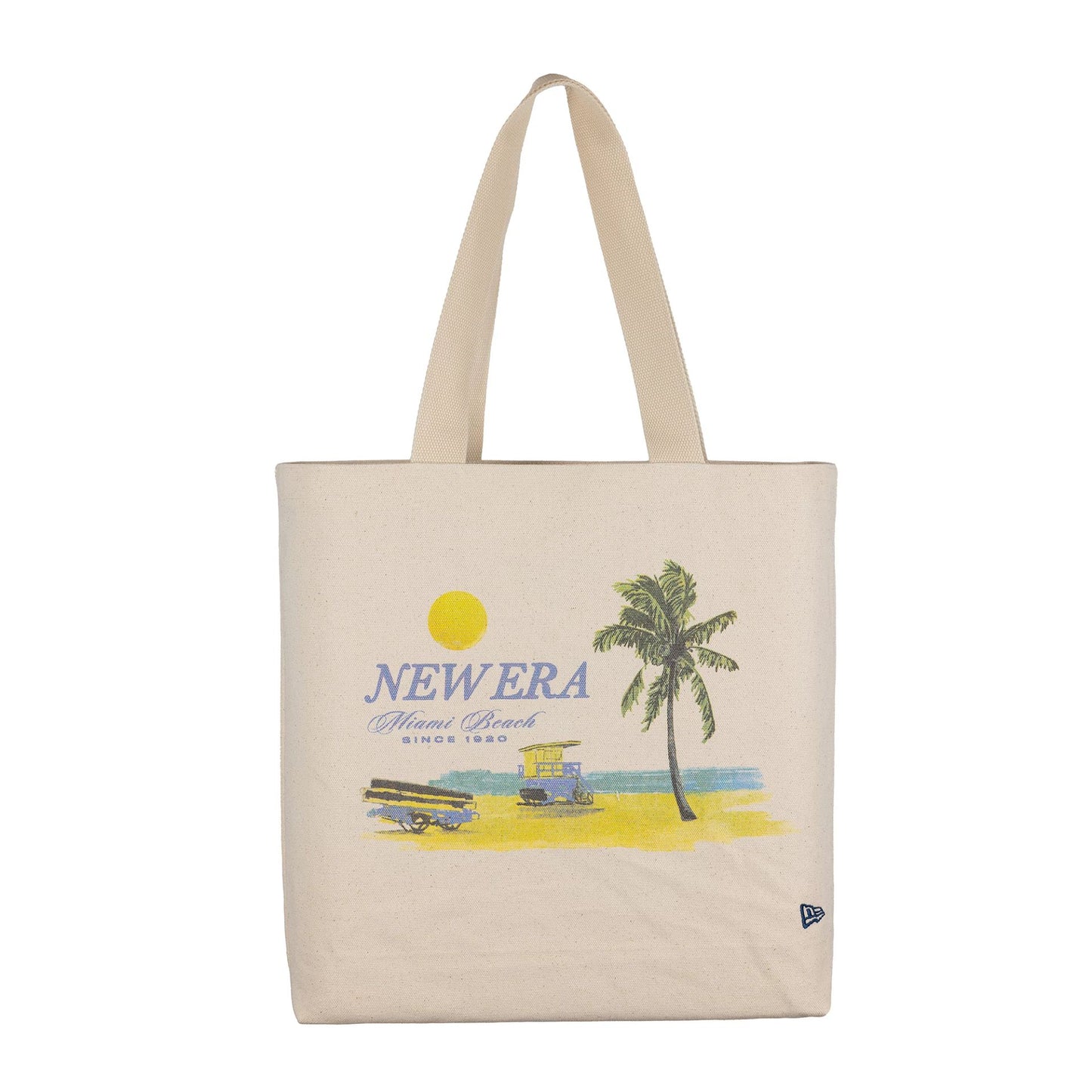 This is a New Era Palm Graphic Cream Tote Bag 2