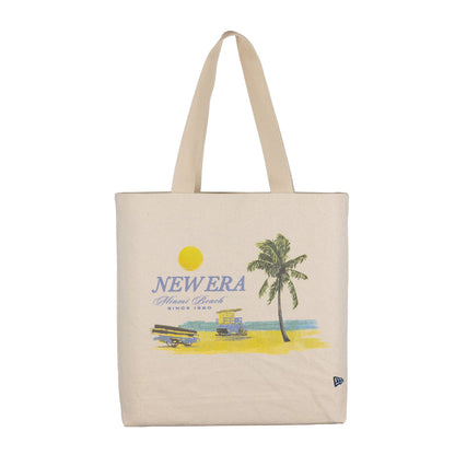 This is a New Era Palm Graphic Cream Tote Bag 2