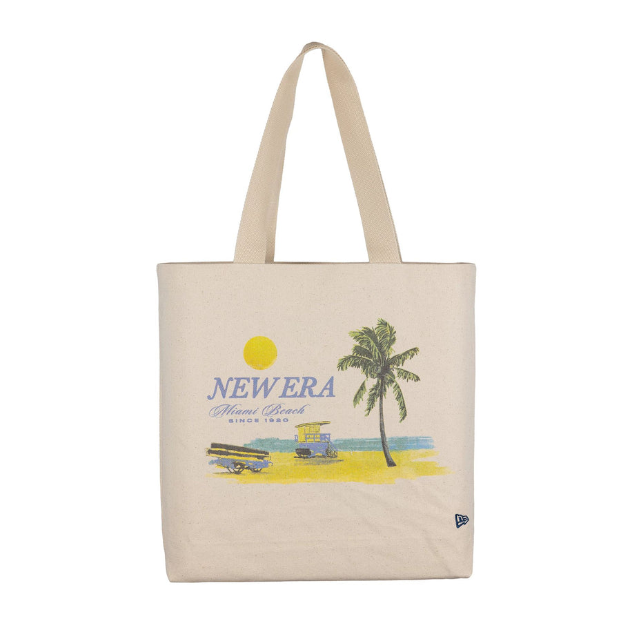 This is a New Era Palm Graphic Cream Tote Bag 2
