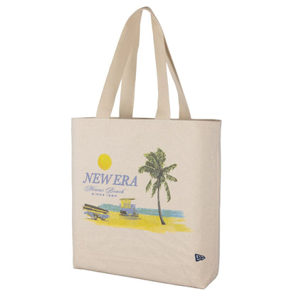 This is a New Era Palm Graphic Cream Tote Bag 1