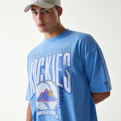 The Male model is wearing Colorado Rockies MLB City Connect G1 Blue T-Shirt 3