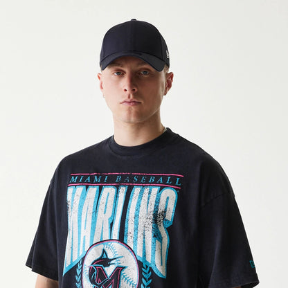 The Male model is wearing Miami Marlins MLB City Connect G1 Black T-Shirt 5