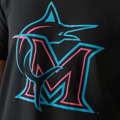 The Male model is wearing Miami Marlins MLB City Connect 2025 Black T-Shirt 3