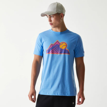 The Male model is wearing Colorado Rockies MLB City Connect 2025 Blue T-Shirt 6