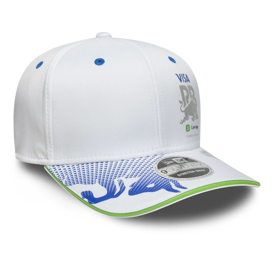This is a Visa Cash App Racing Bulls Team White 9SEVENTY Stretch Snap Adjustable Cap 3