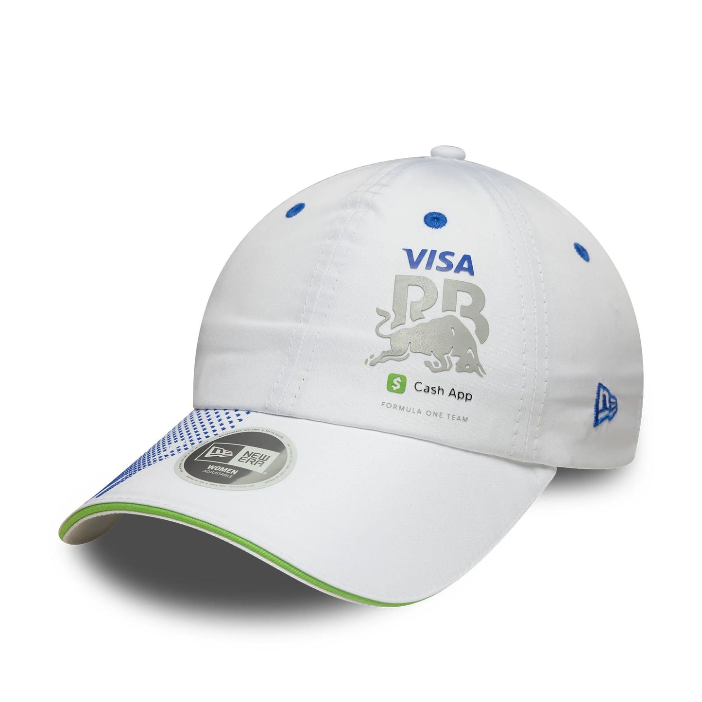 This is a Visa Cash App Racing Bulls Womens Team White Pony Tail Adjustable Cap 3