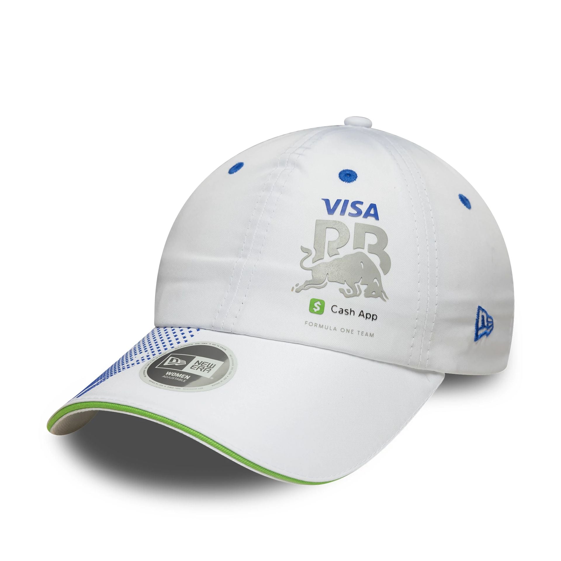 This is a Visa Cash App Racing Bulls Womens Team White Pony Tail Adjustable Cap 3