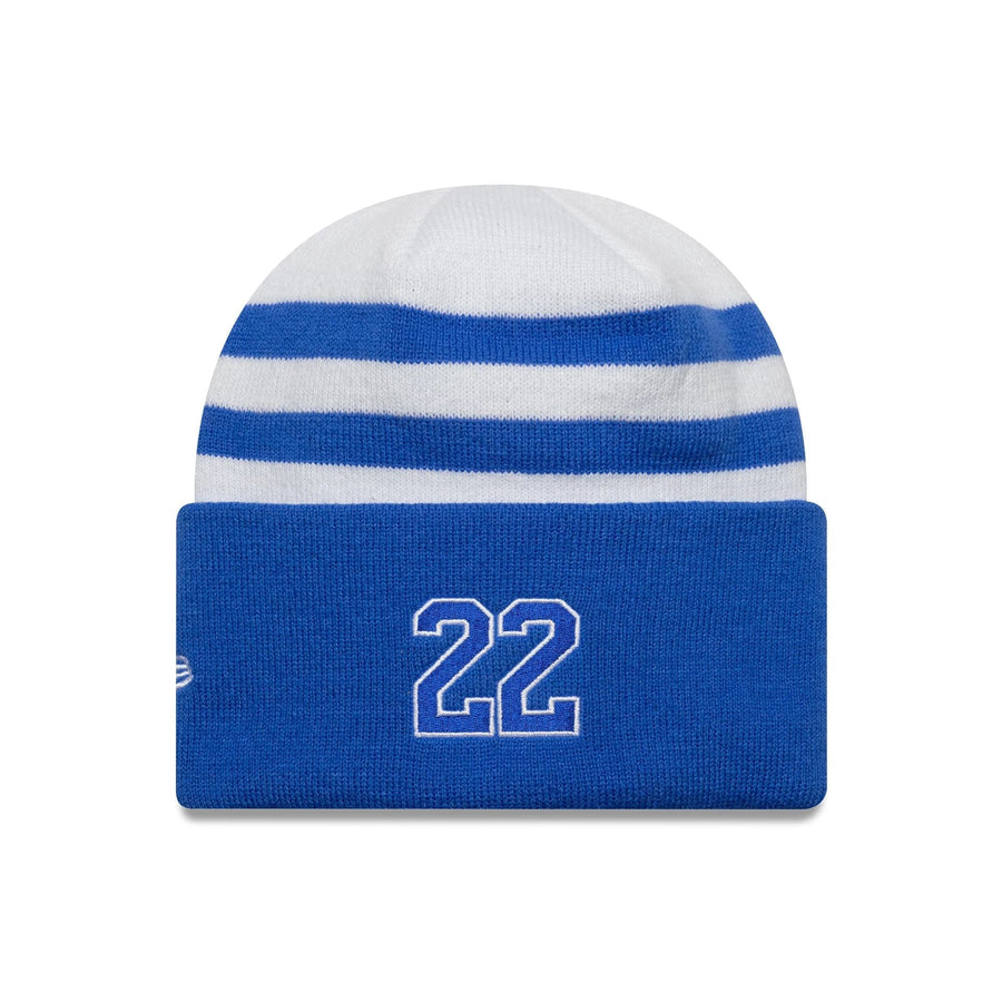 This is a Visa Cash App Racing Bulls Driver Yuki Tsunoda White Cuff Knit Beanie Hat 2