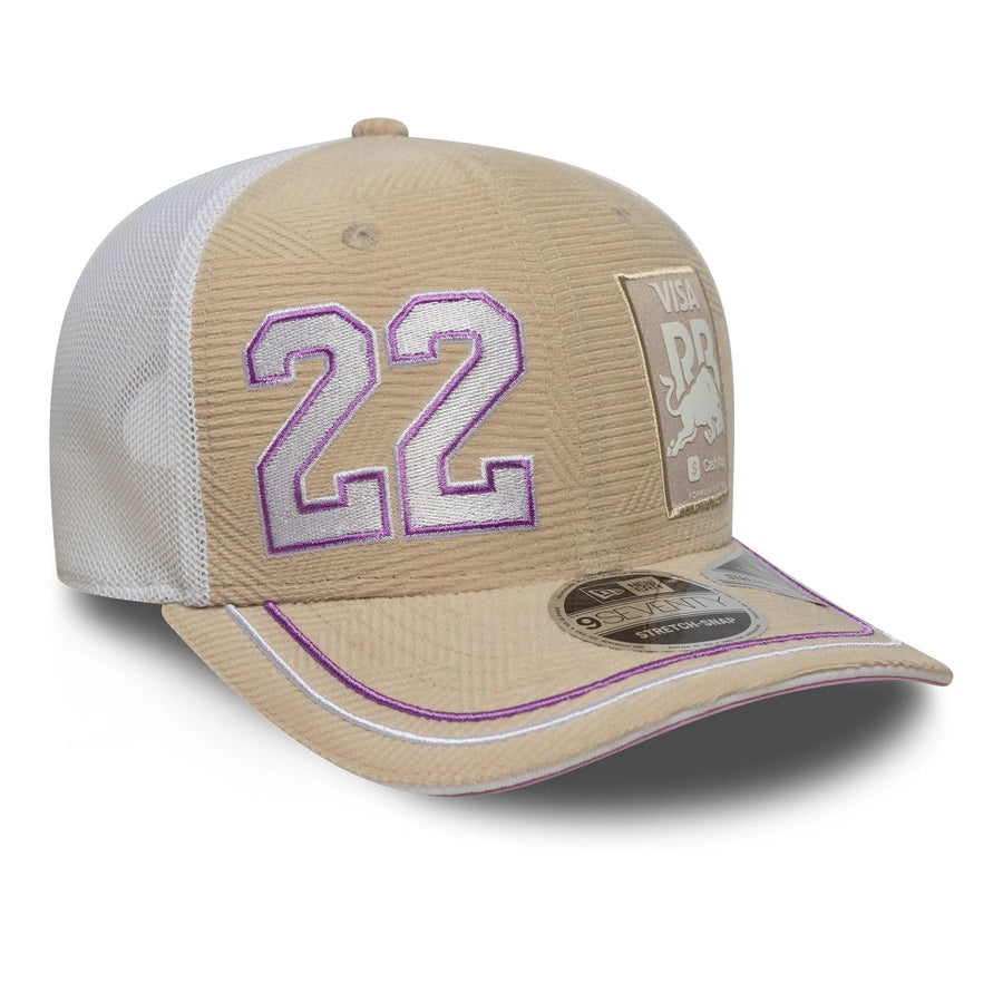 This is a Visa Cash App Racing Bulls Yuki Tsunoda Monaco Race Special Cream 9SEVENTY Stretch Snap Adjustable Cap 4