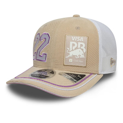 This is a Visa Cash App Racing Bulls Yuki Tsunoda Monaco Race Special Cream 9SEVENTY Stretch Snap Adjustable Cap 1