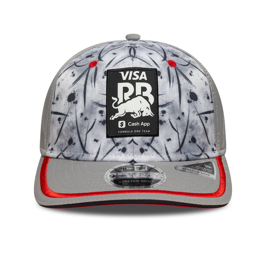 This is a Visa Cash App Racing Bulls Japan Race Special Grey 9SEVENTY Stretch Snap Adjustable Cap 3