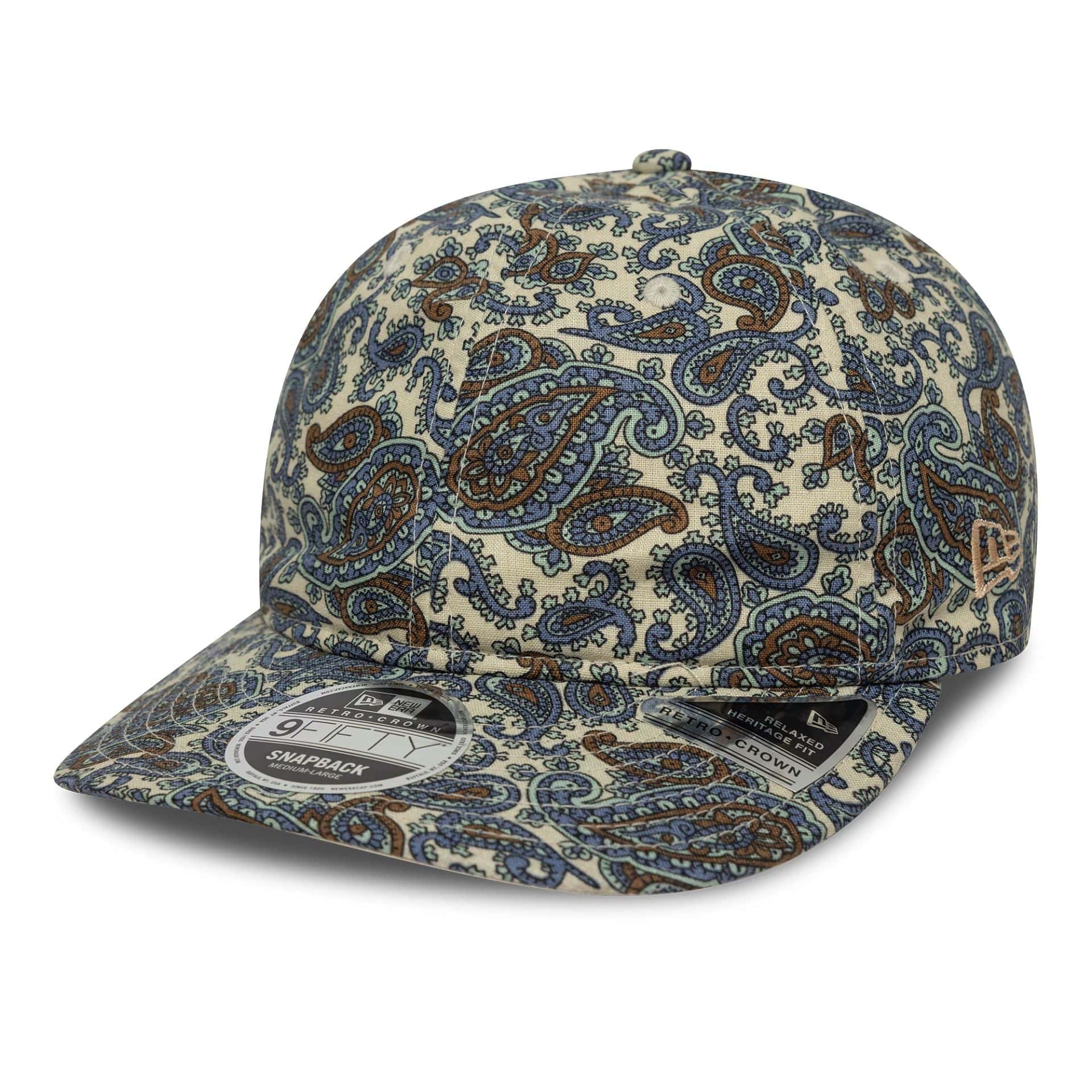 This is a New Era Paisley Cream Retro Crown 9FIFTY Cap 1