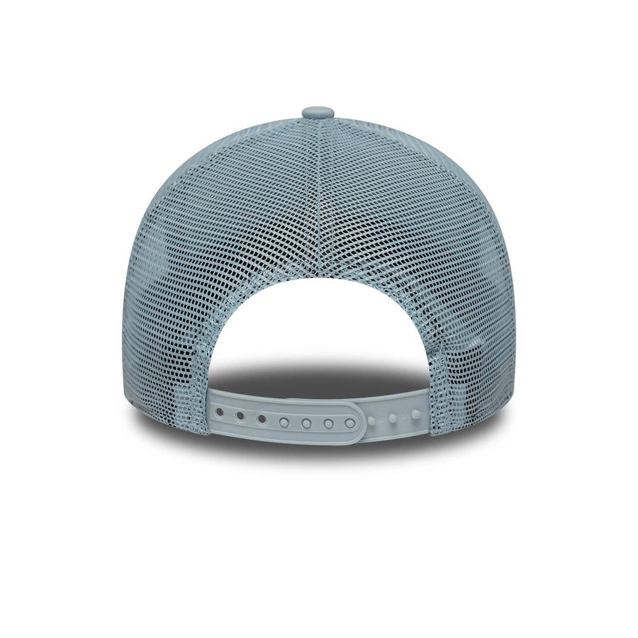 This is a New York Yankees MLB League Essential Pastel Blue 9FORTY A-Frame Trucker Adjustable Cap 4