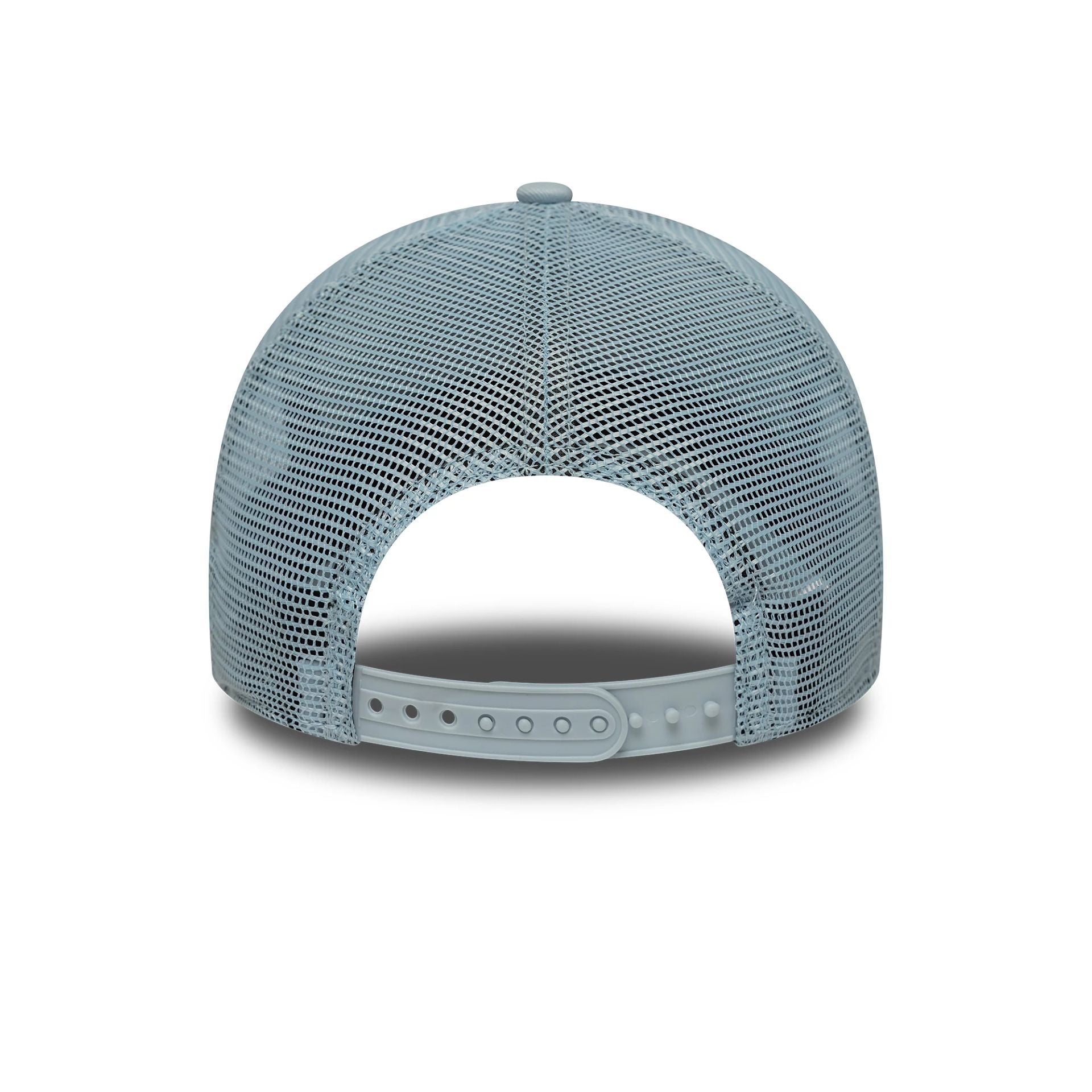 This is a New York Yankees MLB League Essential Pastel Blue 9FORTY A-Frame Trucker Adjustable Cap 4