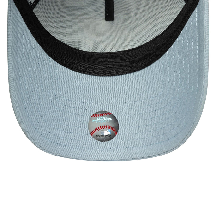 This is a New York Yankees MLB League Essential Pastel Blue 9FORTY A-Frame Trucker Adjustable Cap 5
