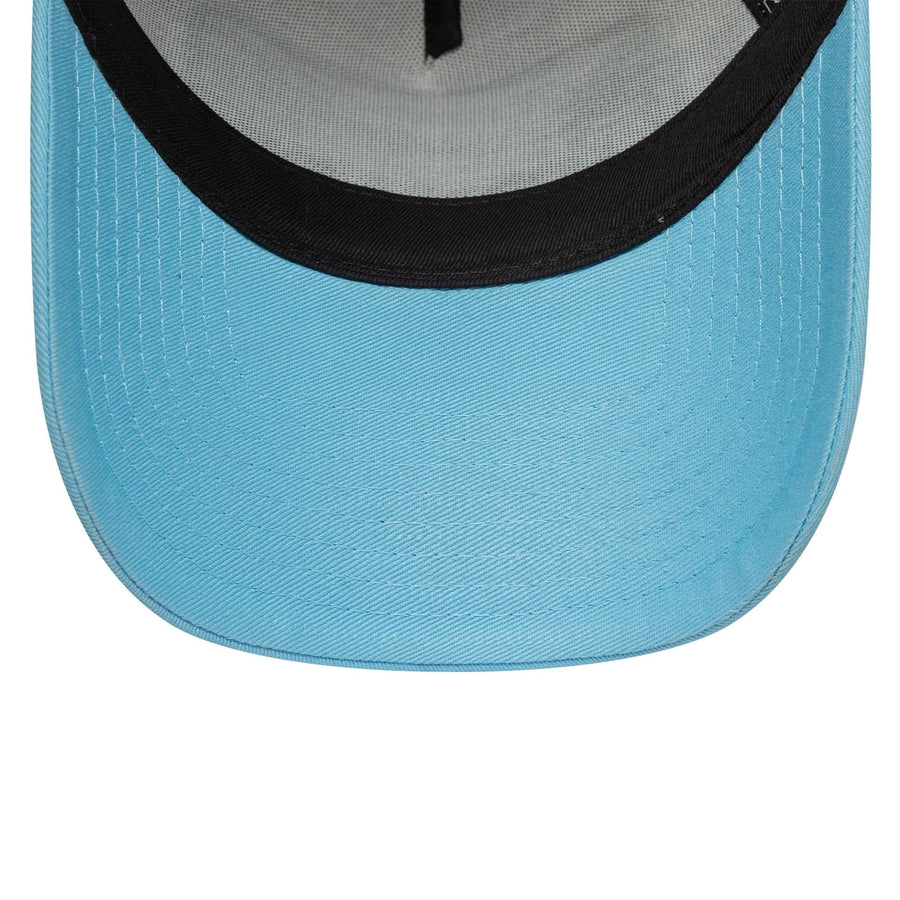 This is a New Era Summer Monaco Pastel Blue 9FORTY A-Frame Trucker Adjustable Cap 5