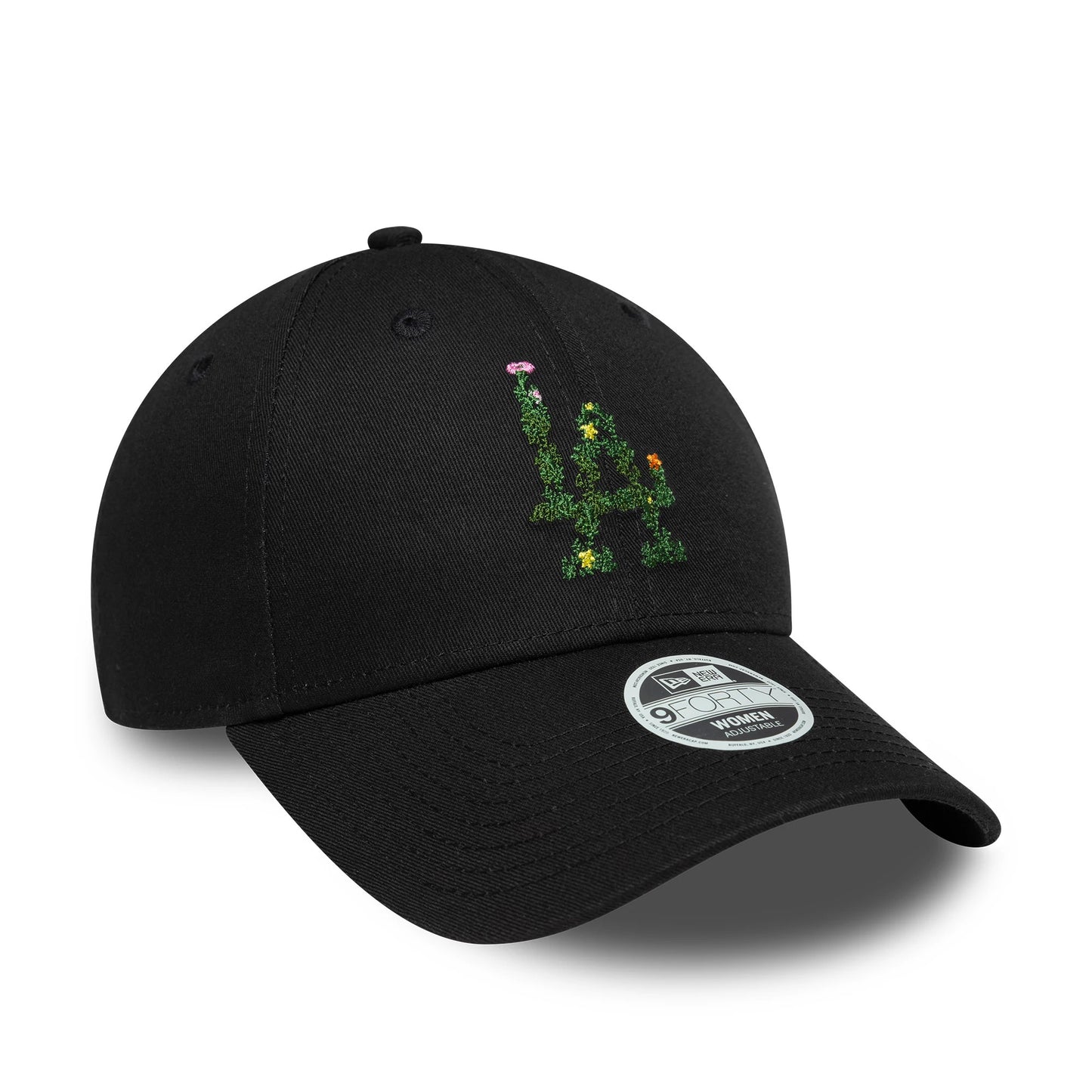 Pictured is this Womens MLB Floral Infill LA Dodgers 9FORTY cap in black. 3