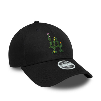 Pictured is this Womens MLB Floral Infill LA Dodgers 9FORTY cap in black. 3