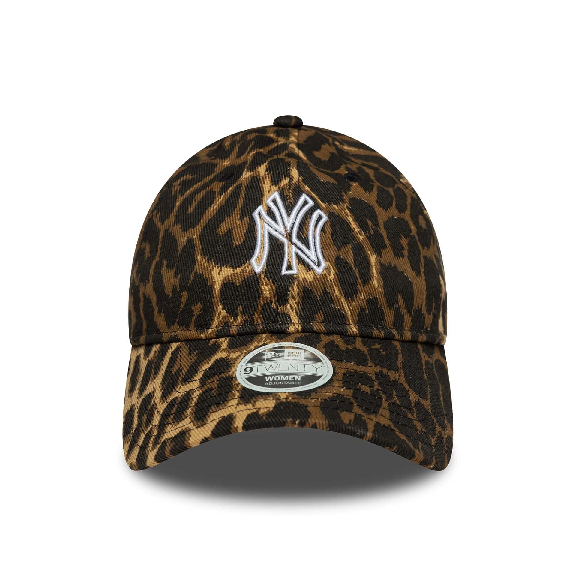 This is a New York Yankees Womens MLB Outline Leopard Black 9TWENTY Adjustable Cap 2