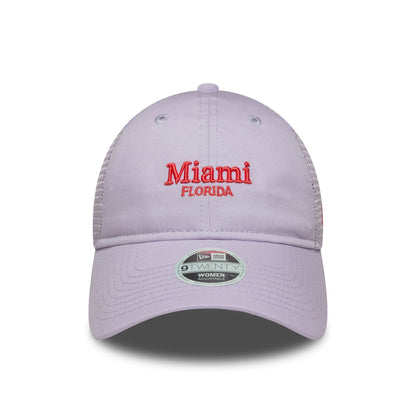 This is a Womens New Era City Pastel Purple 9TWENTY Trucker Adjustable Cap 2
