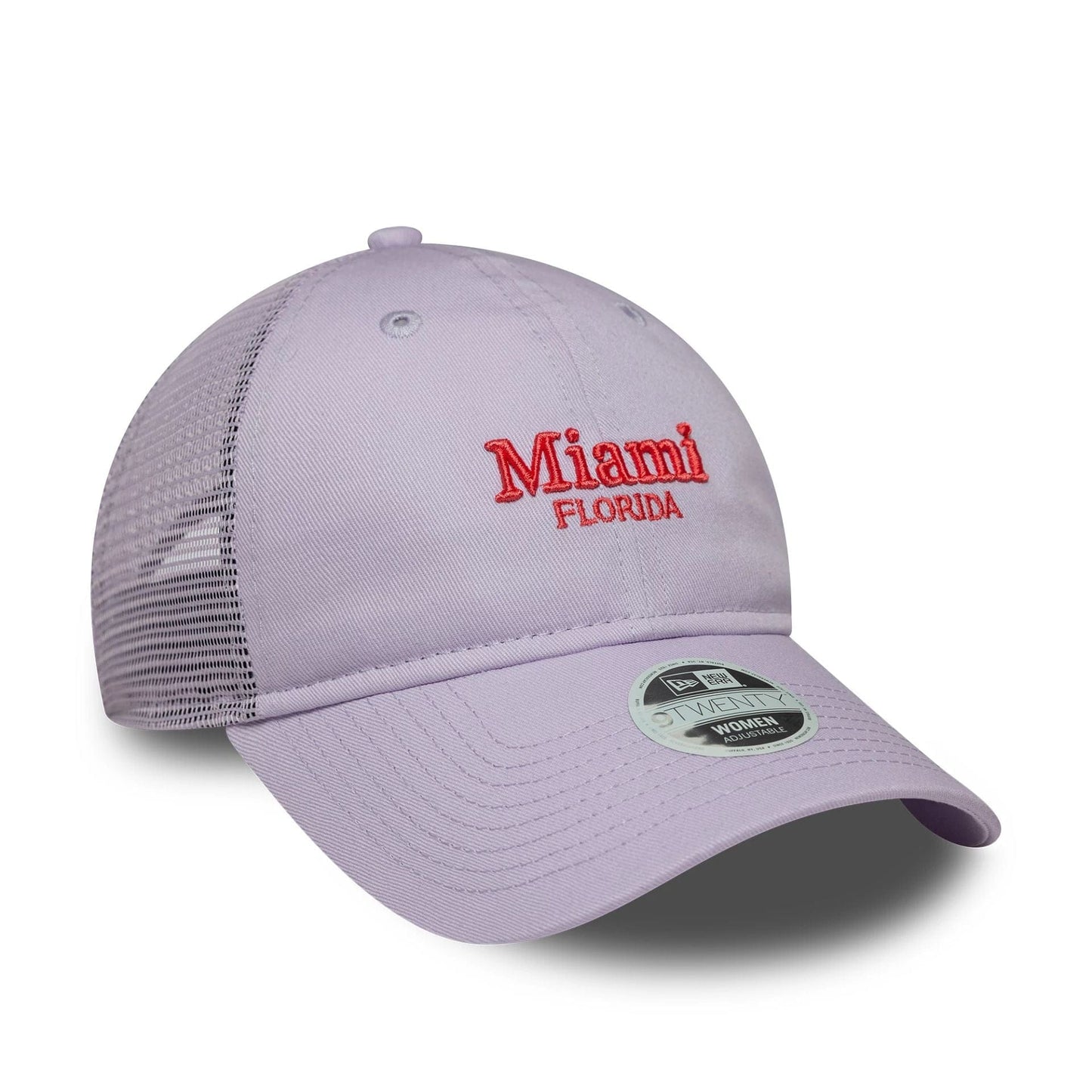 This is a Womens New Era City Pastel Purple 9TWENTY Trucker Adjustable Cap 3