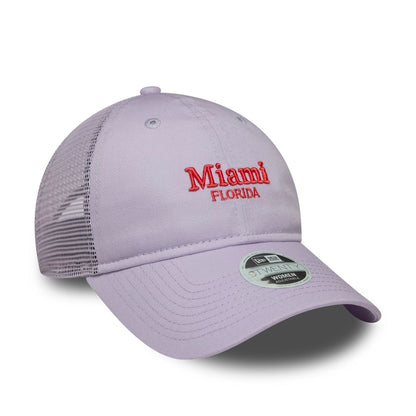 This is a Womens New Era City Pastel Purple 9TWENTY Trucker Adjustable Cap 3