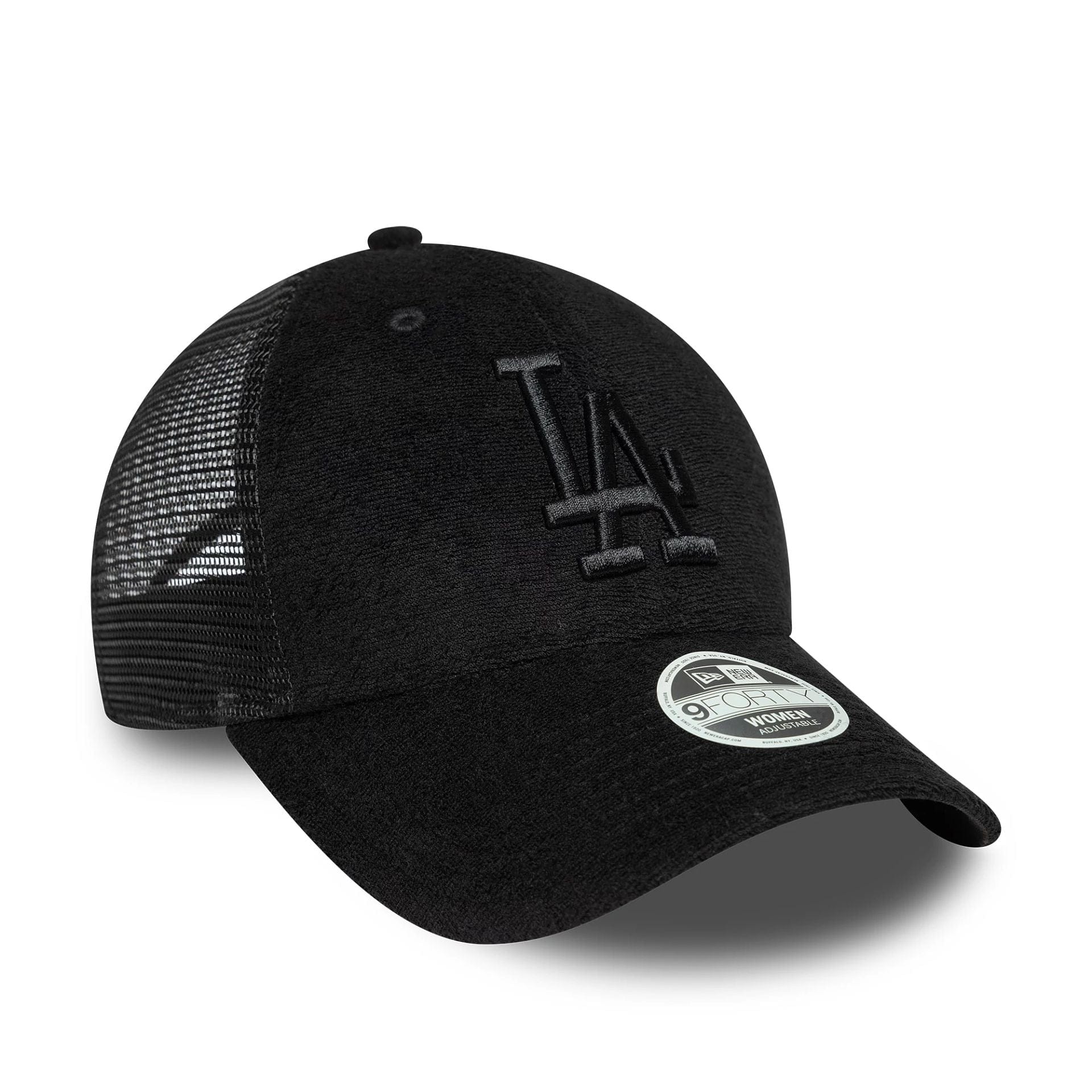 This is a LA Dodgers Womens Fabric Black 9FORTY Trucker Adjustable Cap 3