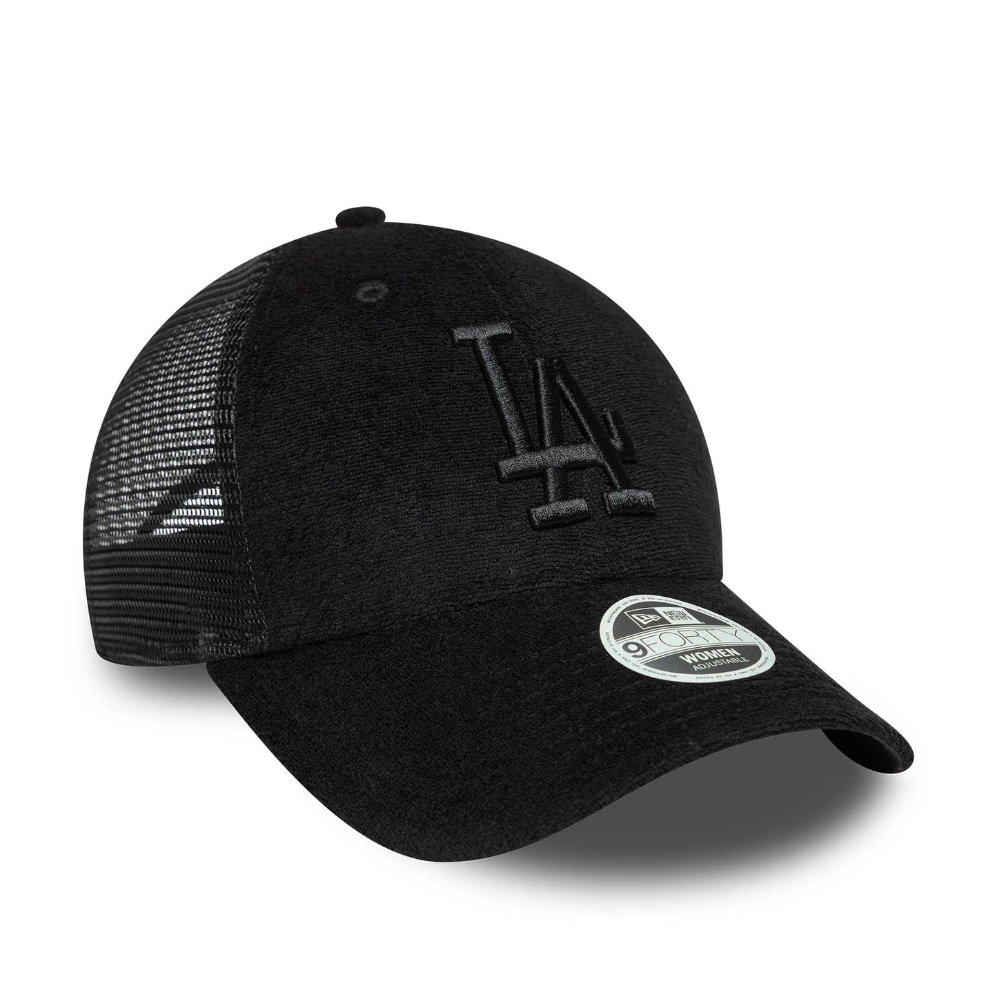 This is a LA Dodgers Womens Fabric Black 9FORTY Trucker Adjustable Cap 3
