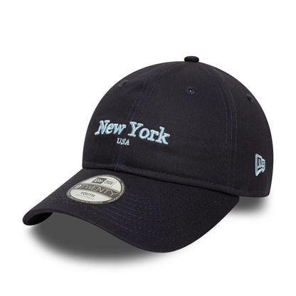 This is a Youth New Era City Navy 9TWENTY Adjustable Cap 1