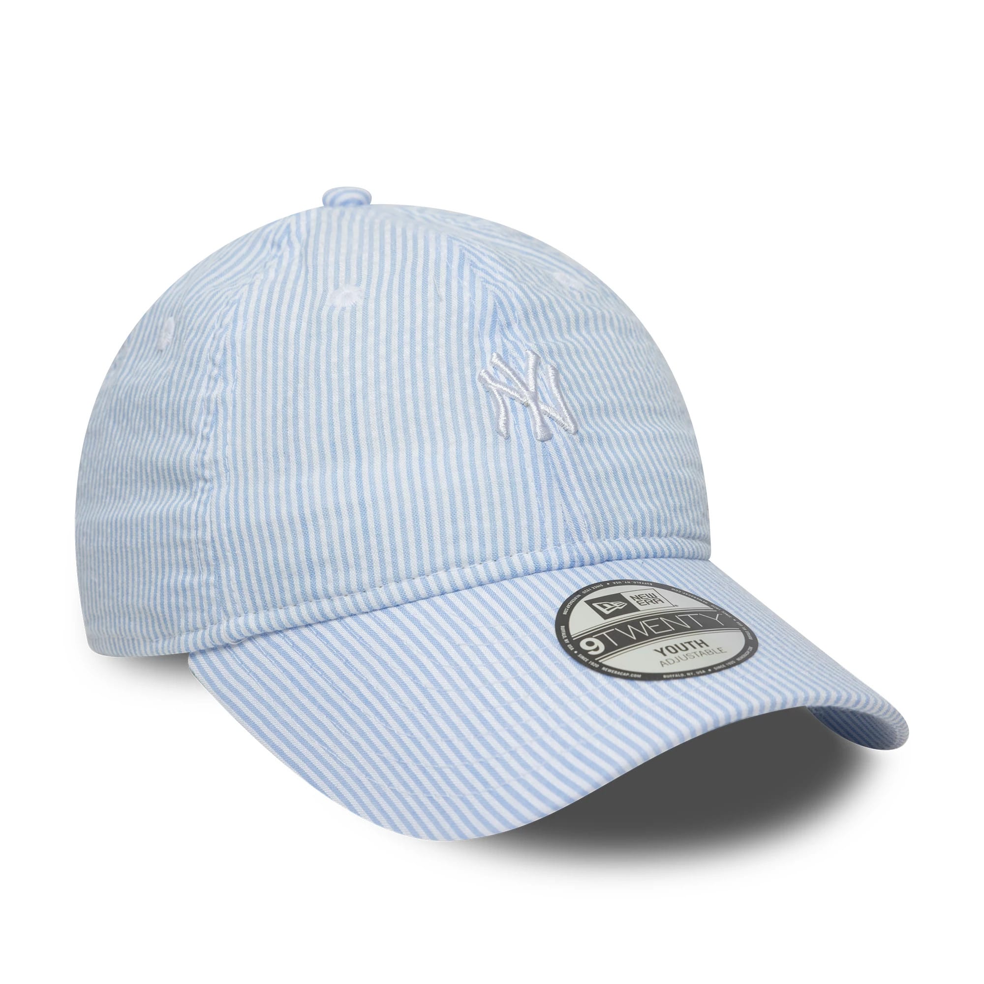 Pictured is this Youth MLB Seersucker New York Yankees 9TWENTY cap in pastel blue. 3