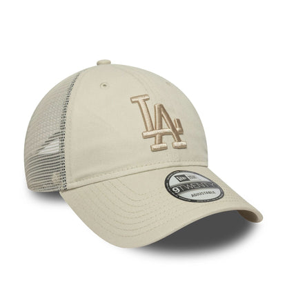 This is a LA Dodgers MLB Washed Cream 9TWENTY Trucker Adjustable Cap 3