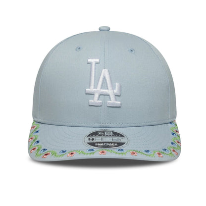 This is a LA Dodgers MLB Floral Pastel Blue Low Profile 9FIFTY Snapback Adjustable Cap 2