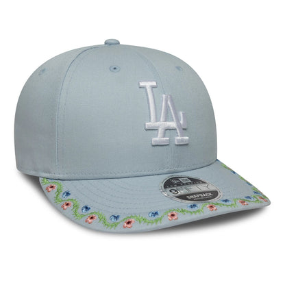 This is a LA Dodgers MLB Floral Pastel Blue Low Profile 9FIFTY Snapback Adjustable Cap 3