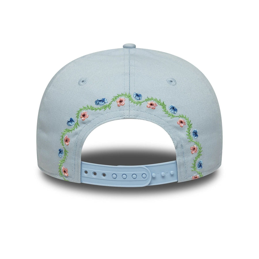 This is a LA Dodgers MLB Floral Pastel Blue Low Profile 9FIFTY Snapback Adjustable Cap 4