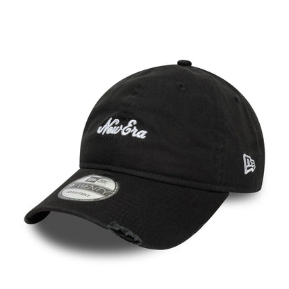 This is a New Era Distressed Black 9TWENTY Adjustable Cap 3