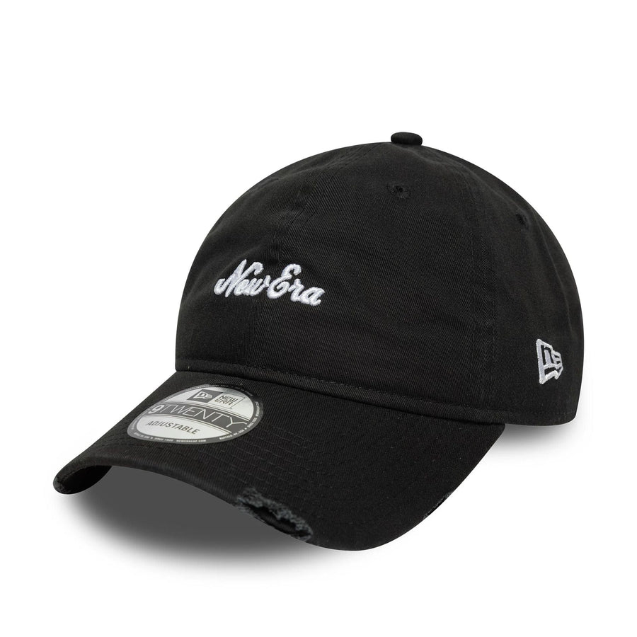 This is a New Era Distressed Black 9TWENTY Adjustable Cap 3